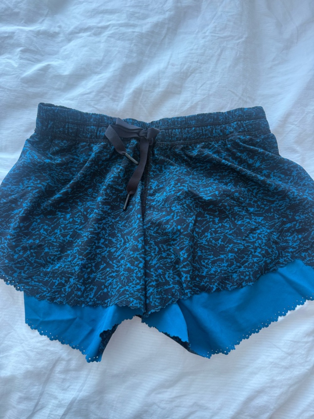 lululemon athletica Teal Blue and Black Athletic Lined Shorts